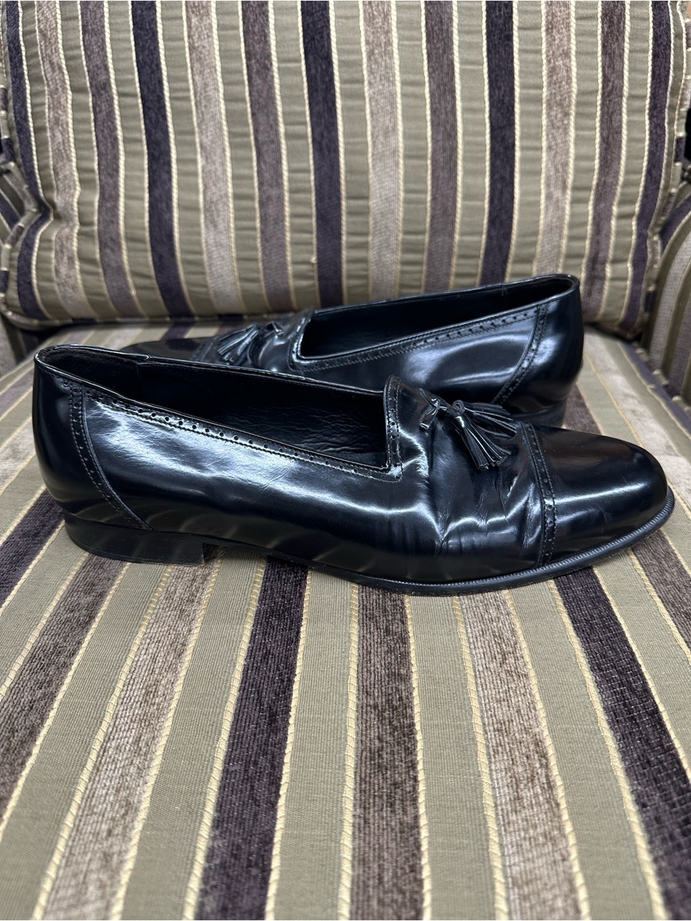 San Remo made in italy Black Leather Tassel Loafers size 11 men’s Dress shoes